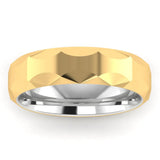 Men's Pattern Band Wedding Ring WP72- yellow & White Gold