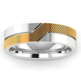 Men's Pattern Band Wedding Ring WP73- White & Yellow Gold