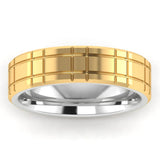Men's Pattern Band Wedding Ring  WP75- Yellow & White Gold