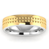 Men's Pattern Band Wedding Ring WP76 - White & Yellow Gold