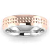 Men's Pattern Band Wedding Ring WP76 - White & Rose Gold