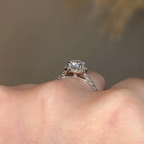 "Mia" Halo Cushion Cut Diamond Shoulder Engagement Ring HACC02 - HEERA DIAMONDS