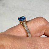 "Midnight" Round Cut 2 Carat Electric Blue Diamond Shoulder Platinum Engagement Ring DSRB04 HEERA DIAMONDS