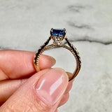 "Midnight" Round Cut 2 Carat Electric Blue Diamond Shoulder Platinum Engagement Ring DSRB04 HEERA DIAMONDS