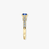 "Midnight" Round Cut 2 Carat Electric Blue Lab Grown Diamond Shoulder 18kt Yellow Gold Engagement Ring DSRB04