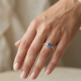 "Midnight" Round Cut 2 Carat Electric Blue Lab Grown Diamond Shoulder 18kt Yellow Gold Engagement Ring DSRB04