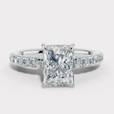 "Mimi" Hidden Under Halo 5 Carat Radiant Cut Diamond Shoulder Engagement Ring