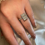 "Mimi" Hidden Under Halo 5 Carat Elongated Cushion Cut Diamond Shoulder Engagement Ring - HEERA DIAMONDS