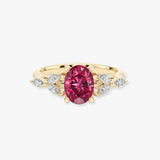 "Moondust" Oval Cut 1.5 Carat Diamond Shoulder Fancy Vivid Lab Grown Pink Yellow Gold Engagement Ring DSOC10