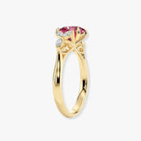 "Moondust" Oval Cut 1.5 Carat Diamond Shoulder Fancy Vivid Lab Grown Pink Yellow Gold Engagement Ring DSOC10