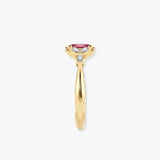 "Moondust" Oval Cut 1.5 Carat Diamond Shoulder Fancy Vivid Lab Grown Pink Yellow Gold Engagement Ring DSOC10