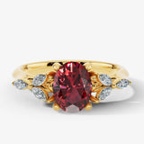 "Moondust" Oval Cut 1.5 Carat Diamond Shoulder Fancy Vivid Pink Yellow Gold Engagement Ring DSOC10 HEERA DIAMONDS