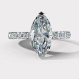 "Moxi" 1 carat Marquise Cut Diamond Hidden Under Halo Scallop Set Diamond Shoulder Engagement Ring UHMC01 HEERA DIAMONDS