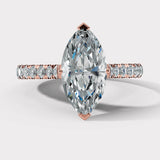 "Moxi" 1 carat Marquise Cut Diamond Hidden Under Halo Scallop Set Diamond Shoulder Engagement Ring UHMC01 HEERA DIAMONDS