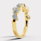 "Nahla" 1 Carat Pear Cut Diamond 18K Yellow Gold Foliage Half Eternity Ring ET3