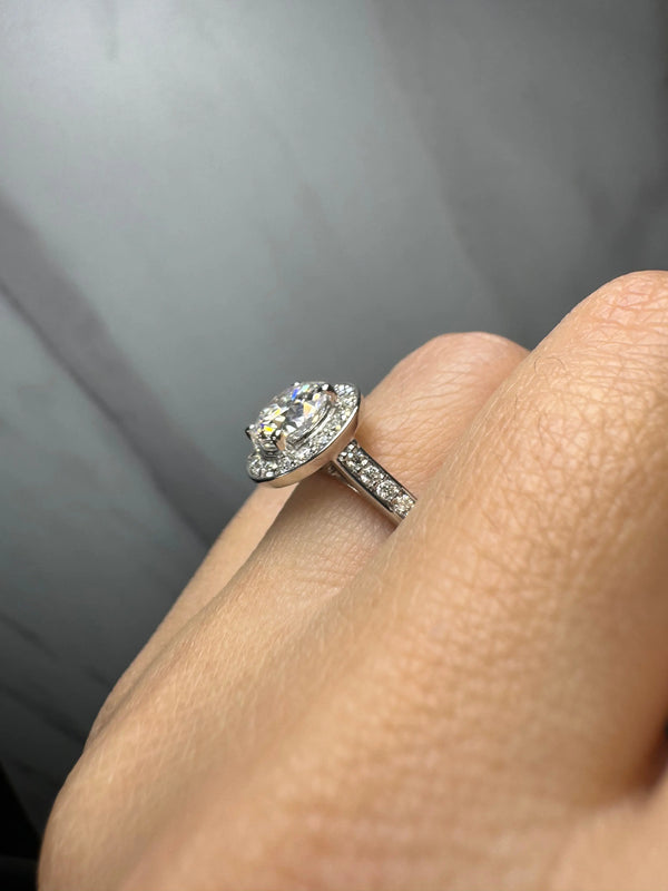 "Nancy" Halo 3 Carat Round Cut Diamond Shoulder Engagement Ring HEERA DIAMONDS