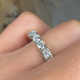 Natural Diamond Scallop Set Half Eternity Band Wedding Ring SRB