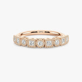 "Navi" Square and Round Circle Pattern 0.35ct Diamond Half Eternity Ring ET78