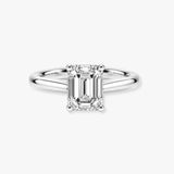 "Nina" 1 Carat Emerald Cut Diamond Hidden Under Halo Engagement Ring UHEC01