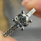 "Noric" 0.58 Carat Round Cut Lab Grown Diamond Shoulder Engagement Ring HLR484