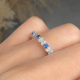 "Norluxe" Blue Sapphire 0.18 Carat Natural Diamond Half Eternity Ring HR83
