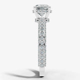 "North" Cushion Cut Diamond Hidden Under Halo Pave Diamond Shoulders Engagement Ring UHCC01 HEERA DIAMONDS