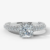 "North" Cushion Cut Diamond Hidden Under Halo Pave Diamond Shoulders Engagement Ring UHCC01 HEERA DIAMONDS