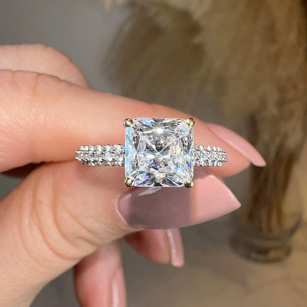 "North" Cushion Cut Diamond Hidden Under Halo Pave Diamond Shoulders Engagement Ring UHCC01 - HEERA DIAMONDS