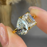 "Norvane" 2.76 Carat Pear & Emerald Cut Lab Grown Diamond Engagement Ring HLR451