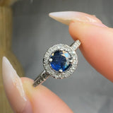 "Norvaya" Blue Sapphire 0.57 Carat Round Cut Natural Diamond Shoulder Engagement Ring HR694 HEERA DIAMONDS