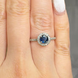 "Norvaya" Blue Sapphire 0.57 Carat Round Cut Natural Diamond Shoulder Engagement Ring HR694 HEERA DIAMONDS