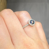 "Norvaya" Blue Sapphire 0.57 Carat Round Cut Natural Diamond Shoulder Engagement Ring HR694 HEERA DIAMONDS