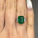 "Norvaya" Emerald Green 4 Carat Emerald Cut Trilogy Natural Diamond Engagement Ring HR1870 HEERA DIAMONDS