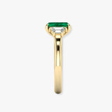 "Norvaya" Emerald Green 4 Carat Emerald Cut Trilogy Natural Diamond Engagement Ring HR1870