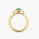 "Norvaya" Emerald Green 4 Carat Emerald Cut Trilogy Natural Diamond Engagement Ring HR1870