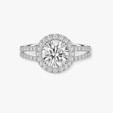 "Nova" 1 carat Halo Round Brilliant Cut Diamond Double Row Split Diamond Shoulder Engagement Ring HARB10
