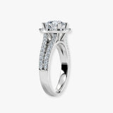 "Nova" 1 carat Halo Round Brilliant Cut Diamond Double Row Split Diamond Shoulder Engagement Ring HARB10