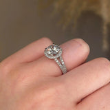 "Nova" Halo Round Brilliant Cut Diamond Double Row Split Diamond Shoulder Engagement Ring HARB10 - HEERA DIAMONDS