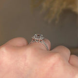 "Nova" Halo Round Brilliant Cut Diamond Double Row Split Diamond Shoulder Engagement Ring HARB10 - HEERA DIAMONDS