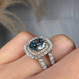 "Novyra" Blue Sapphire 0.7 Carat Cushion Cut Natural Diamond Shoulder Engagement Ring RAM1230R HEERA DIAMONDS