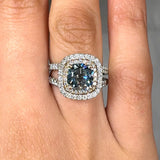 "Novyra" Blue Sapphire 0.7 Carat Cushion Cut Natural Diamond Shoulder Engagement Ring RAM1230R HEERA DIAMONDS