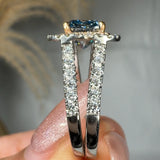 "Novyra" Blue Sapphire 0.7 Carat Cushion Cut Natural Diamond Shoulder Engagement Ring RAM1230R HEERA DIAMONDS