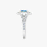 "Novyra" Blue Sapphire 0.7 Carat Cushion Cut Natural Diamond Shoulder Engagement Ring RAM1230R