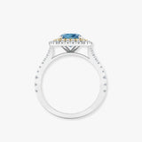 "Novyra" Blue Sapphire 0.7 Carat Cushion Cut Natural Diamond Shoulder Engagement Ring RAM1230R