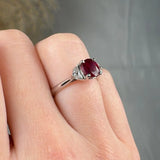 "Nyra" Ruby 1.41 Carat Cushion Cut Trilogy Diamond Engagement Ring HM2049 HEERA DIAMONDS