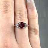 "Nyra" Ruby 1.41 Carat Cushion Cut Trilogy Diamond Engagement Ring HM2049 HEERA DIAMONDS