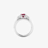 "Nyra" Ruby 1.41 Carat Cushion Cut Trilogy Natural Diamond Engagement Ring HM2049