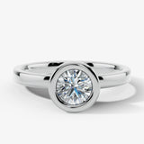 "Oliana" Round Cut 2 Carat Solitaire in Bezel Platinum Engagement Ring SSRB21 HEERA DIAMONDS