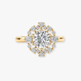"Olive" Round cut 3 Carat Halo 18KT Yellow Gold Engagement Ring HARB20