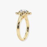 "Olive" Round cut 3 Carat Halo 18KT Yellow Gold Engagement Ring HARB20